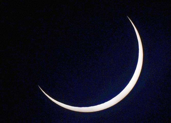 A view of the solar eclipse as seen in the sky from New Delhi, Sunday, June 21, 2020. (PTI Photo/Manvender Vashist) 